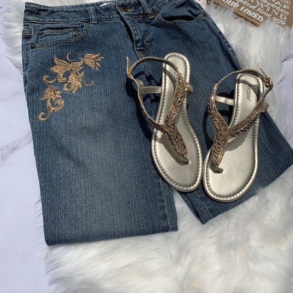 LOFT Denim - Loft by Anne Taylor gold embroidery jeans